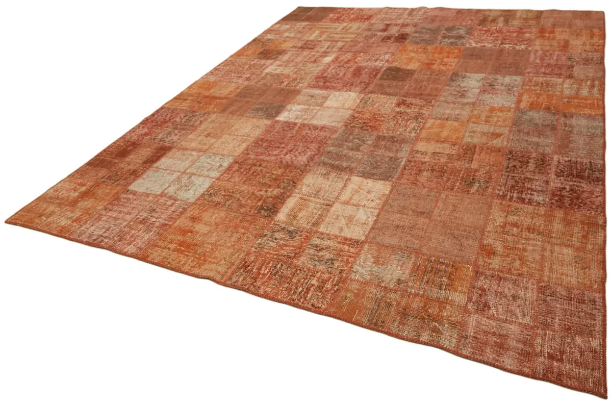 Patchwork Turuncu Pamuk Üzerine Yün El Dokuma Kilim-255x344 - Görsel 3