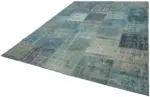 Patchwork Mavi Pamuk Üzerine Yün El Dokuma Kilim-250x350 - Görsel 3