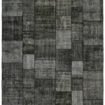 Patchwork Siyah Pamuk Üzerine Yün El Dokuma Kilim-250x350