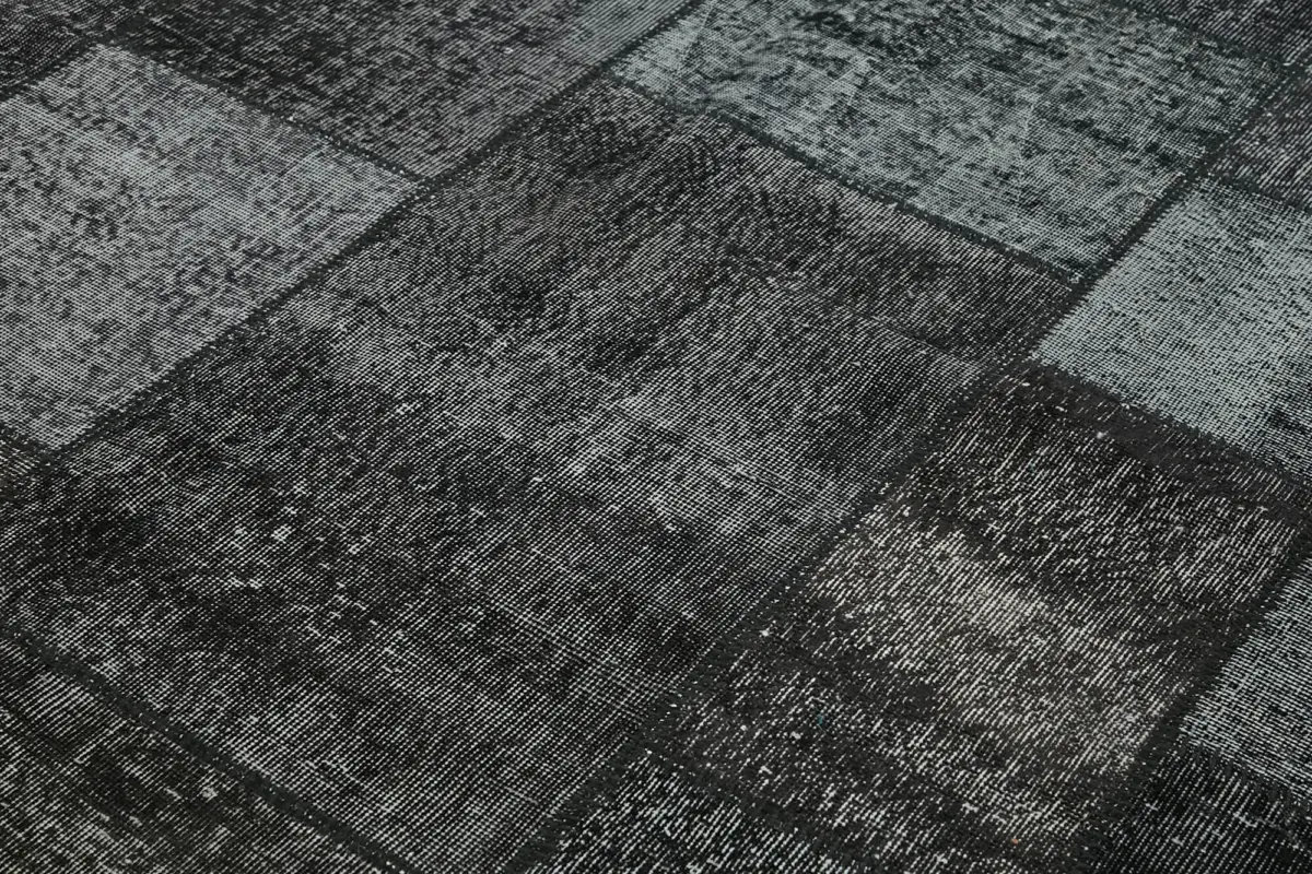 Patchwork Siyah Pamuk Üzerine Yün El Dokuma Kilim-250x350 - Görsel 5