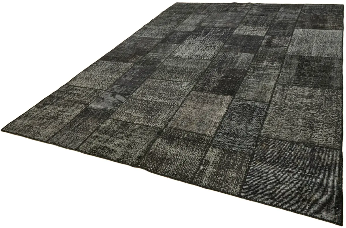 Patchwork Siyah Pamuk Üzerine Yün El Dokuma Kilim-250x350 - Görsel 3