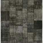Patchwork Siyah Pamuk Üzerine Yün El Dokuma Kilim-250x350