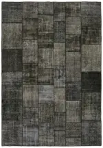 Patchwork Siyah Pamuk Üzerine Yün El Dokuma Kilim-250x350