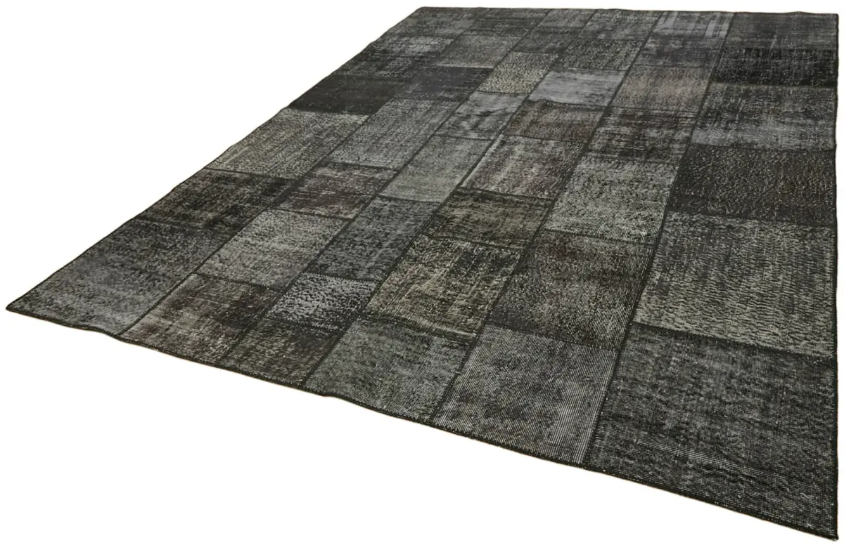 Patchwork Siyah Pamuk Üzerine Yün El Dokuma Kilim-250x350 - Görsel 3