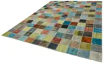 Patchwork Multi Pamuk Üzerine Yün El Dokuma Kilim-260x344 - Görsel 3