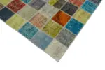 Patchwork Multi Pamuk Üzerine Yün El Dokuma Kilim-260x344 - Görsel 4