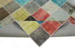 Patchwork Multi Pamuk Üzerine Yün El Dokuma Kilim-260x344 - Görsel 6