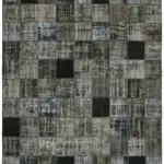 Patchwork Siyah Pamuk Üzerine Yün El Dokuma Kilim-257x355