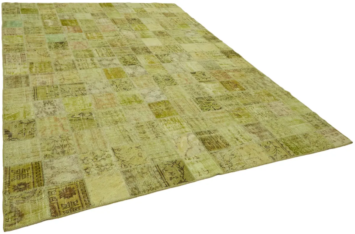Patchwork Sarı Pamuk Üzerine Yün El Dokuma Kilim-255x343 - Görsel 2