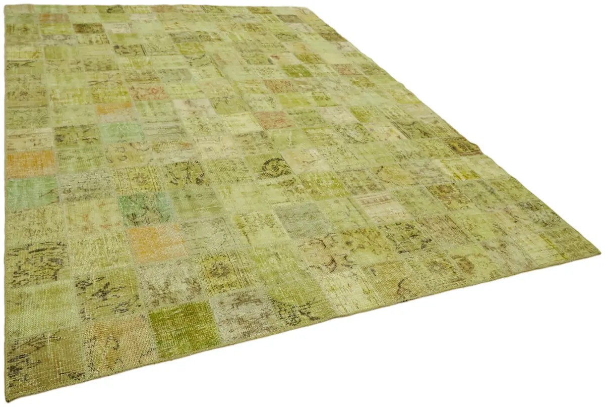 Patchwork Sarı Pamuk Üzerine Yün El Dokuma Kilim-255x343 - Görsel 2