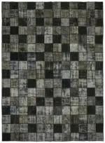 Patchwork Siyah Pamuk Üzerine Yün El Dokuma Kilim-255x344