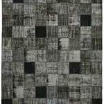 Patchwork Siyah Pamuk Üzerine Yün El Dokuma Kilim-258x355