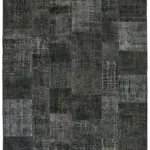 Patchwork Siyah Pamuk Üzerine Yün El Dokuma Kilim-250x350