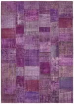Patchwork Mor Pamuk Üzerine Yün El Dokuma Kilim-250x350