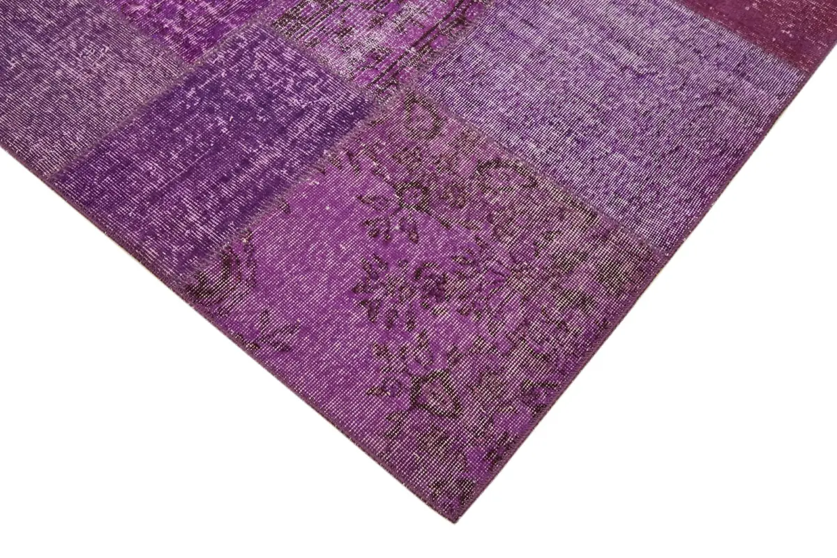 Patchwork Mor Pamuk Üzerine Yün El Dokuma Kilim-250x350 - Görsel 4