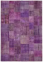 Patchwork Mor Pamuk Üzerine Yün El Dokuma Kilim-250x350