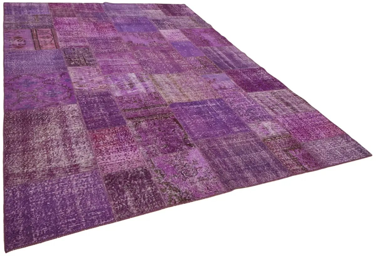 Patchwork Mor Pamuk Üzerine Yün El Dokuma Kilim-250x350 - Görsel 2