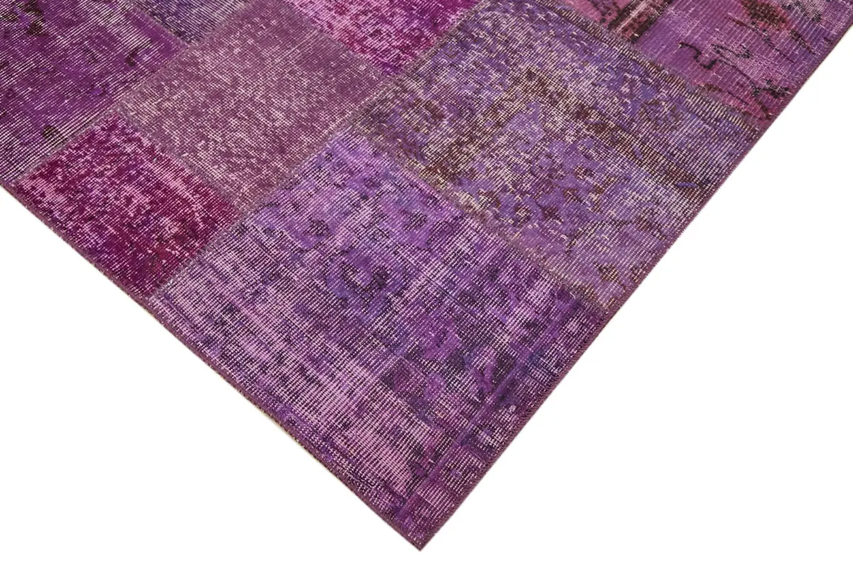 Patchwork Mor Pamuk Üzerine Yün El Dokuma Kilim-250x350 - Görsel 4