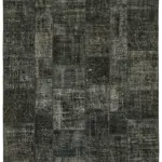 Patchwork Siyah Pamuk Üzerine Yün El Dokuma Kilim-250x350