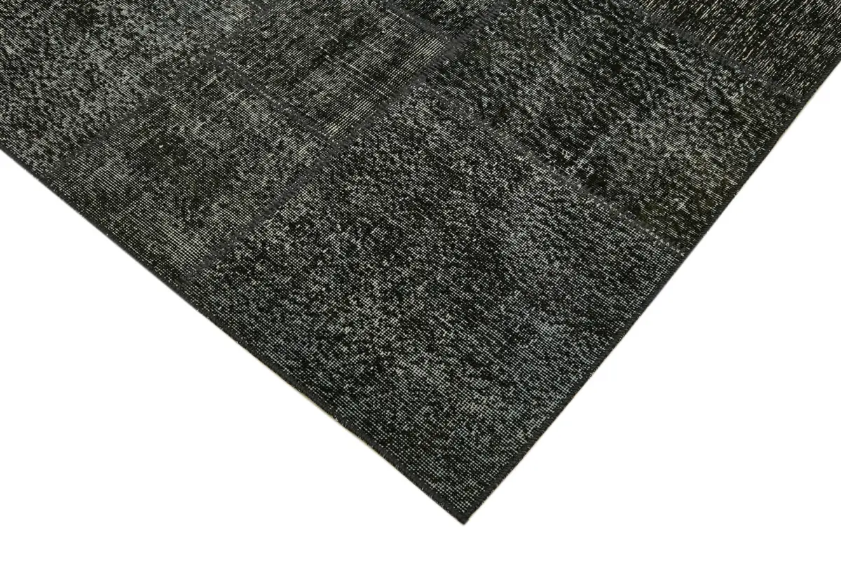 Patchwork Siyah Pamuk Üzerine Yün El Dokuma Kilim-250x350 - Görsel 4