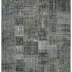 Patchwork Gri Pamuk Üzerine Yün El Dokuma Kilim-250x350
