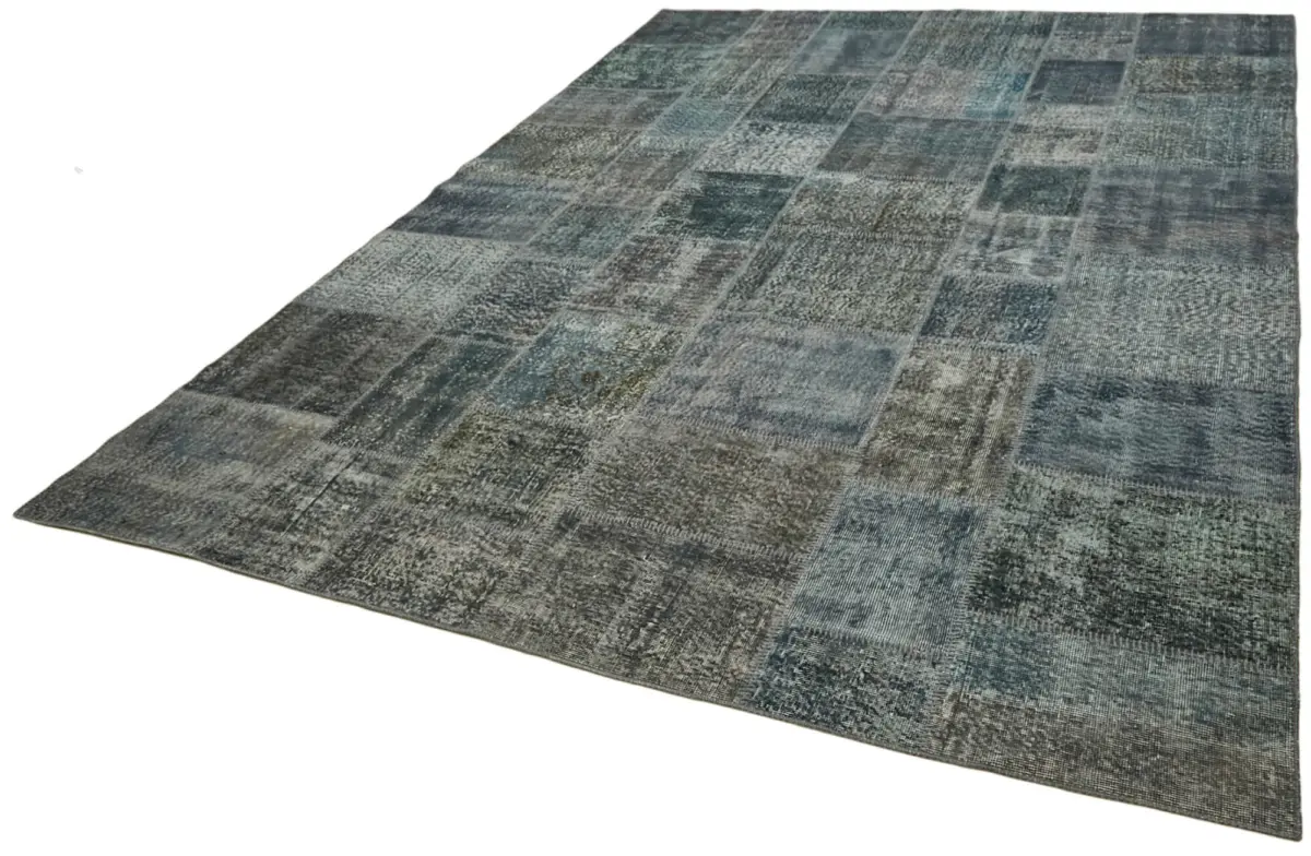 Patchwork Gri Pamuk Üzerine Yün El Dokuma Kilim-250x350 - Görsel 3