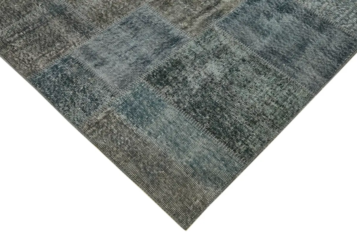 Patchwork Gri Pamuk Üzerine Yün El Dokuma Kilim-250x350 - Görsel 4