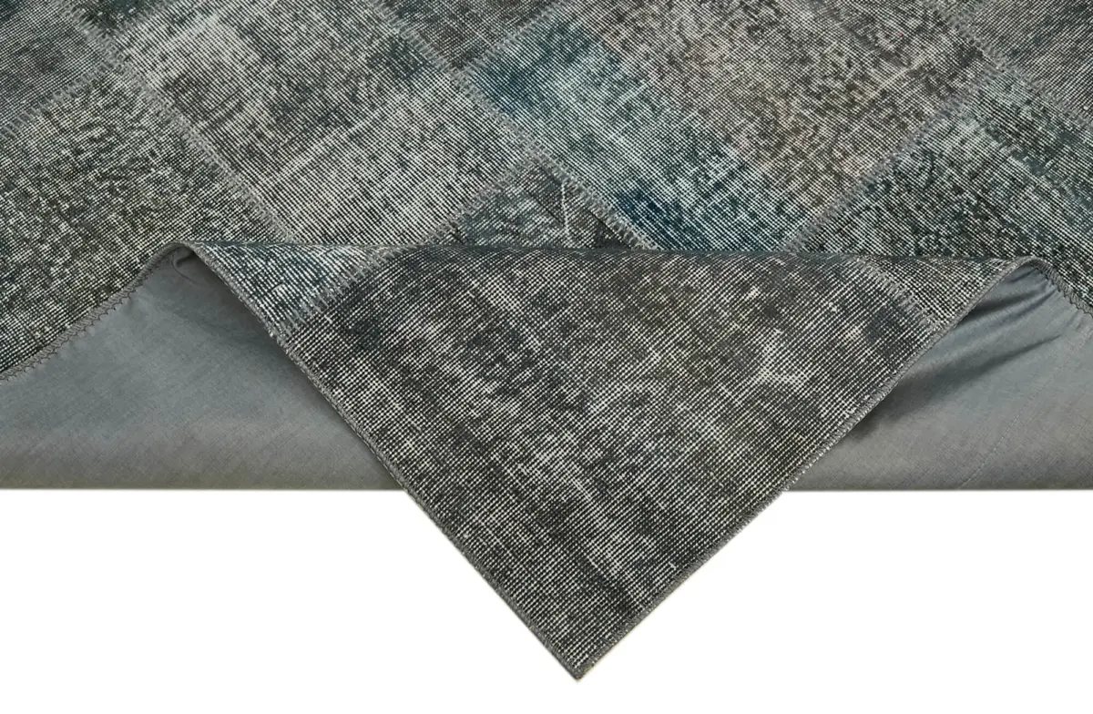 Patchwork Gri Pamuk Üzerine Yün El Dokuma Kilim-250x350 - Görsel 6