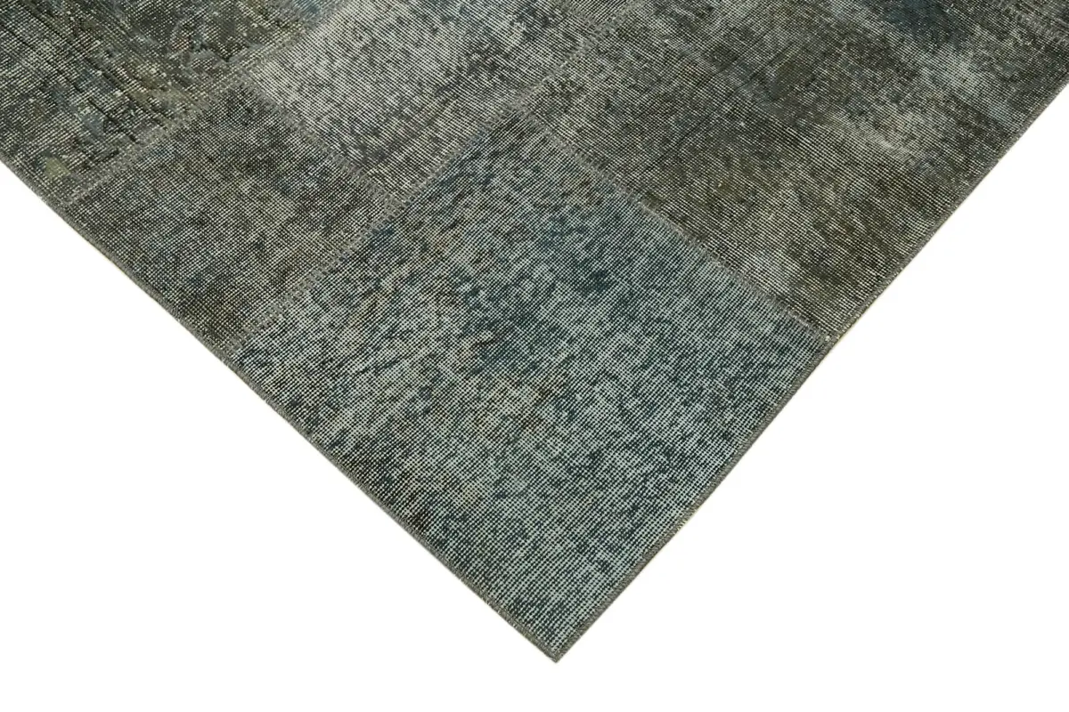 Patchwork Gri Pamuk Üzerine Yün El Dokuma Kilim-251x350 - Görsel 4