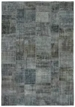 Patchwork Gri Pamuk Üzerine Yün El Dokuma Kilim-250x351