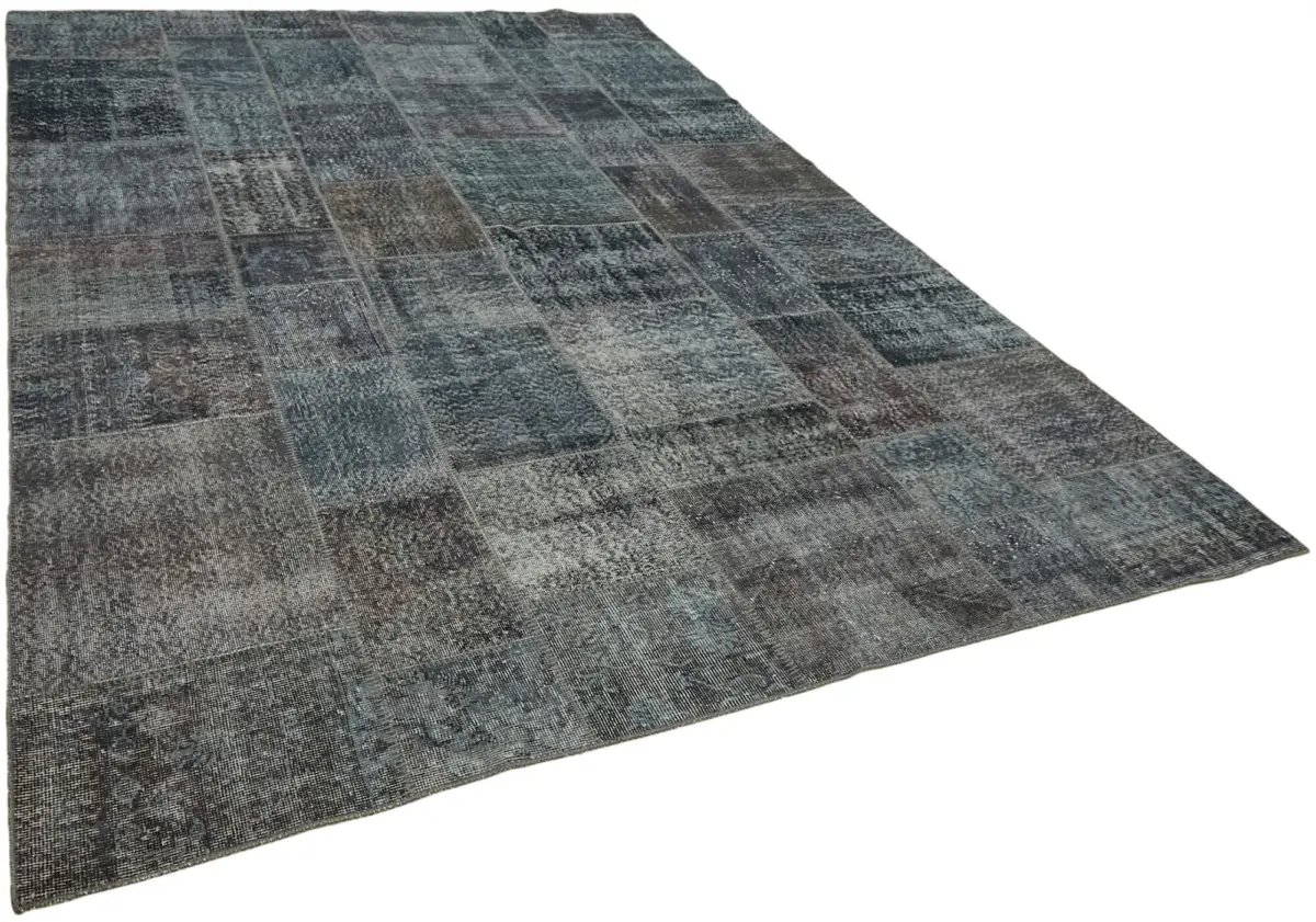 Patchwork Gri Pamuk Üzerine Yün El Dokuma Kilim-250x351 - Görsel 2