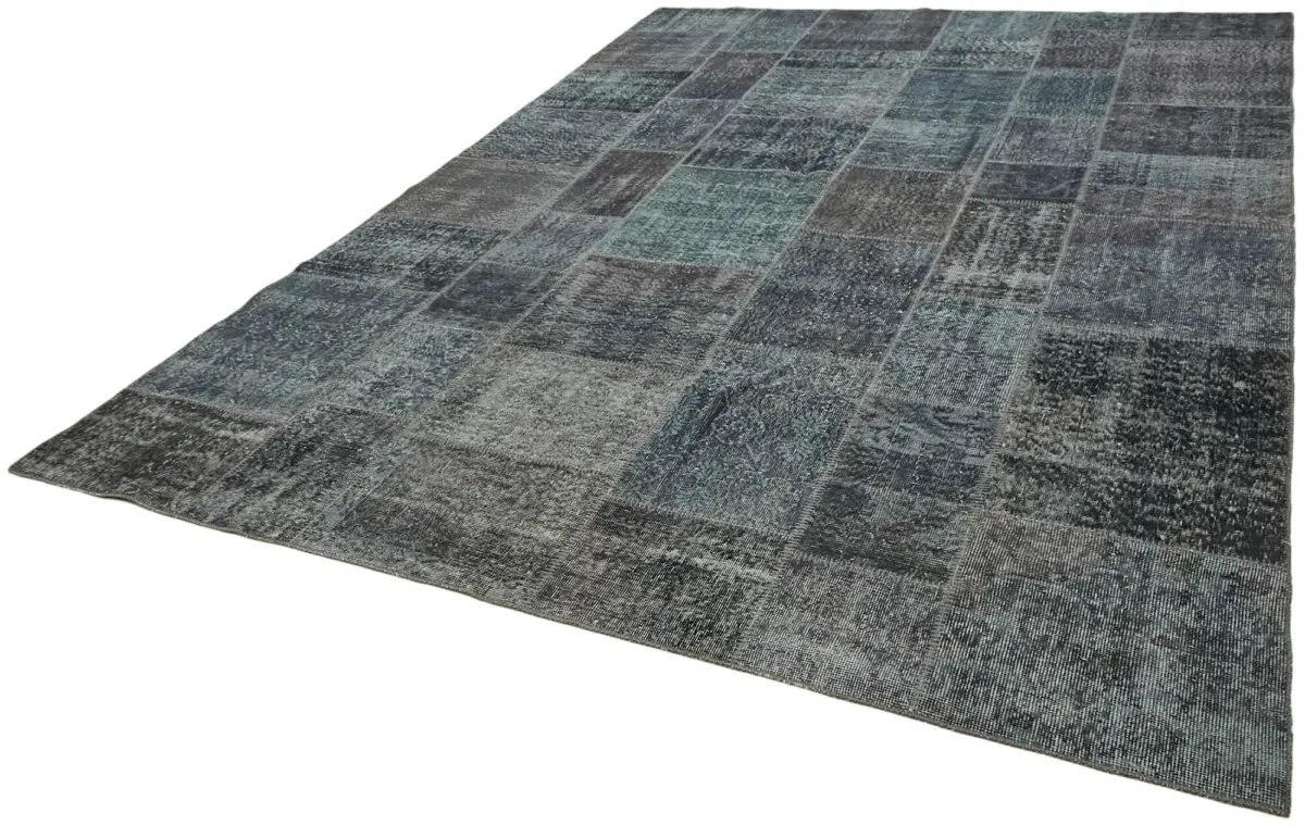 Patchwork Gri Pamuk Üzerine Yün El Dokuma Kilim-250x351 - Görsel 3