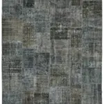 Patchwork Gri Pamuk Üzerine Yün El Dokuma Kilim-250x351