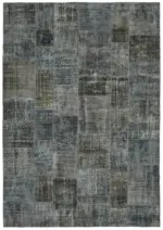 Patchwork Gri Pamuk Üzerine Yün El Dokuma Kilim-250x351