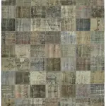 Patchwork Gri Pamuk Üzerine Yün El Dokuma Kilim-248x340