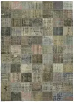 Patchwork Gri Pamuk Üzerine Yün El Dokuma Kilim-248x340
