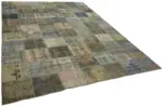 Patchwork Gri Pamuk Üzerine Yün El Dokuma Kilim-248x340 - Görsel 2