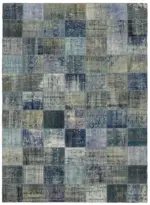 Patchwork Mavi Pamuk Üzerine Yün El Dokuma Kilim-250x340