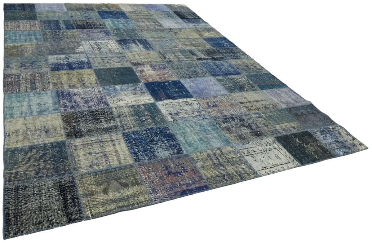 Patchwork Mavi Pamuk Üzerine Yün El Dokuma Kilim-250x340 - Görsel 2