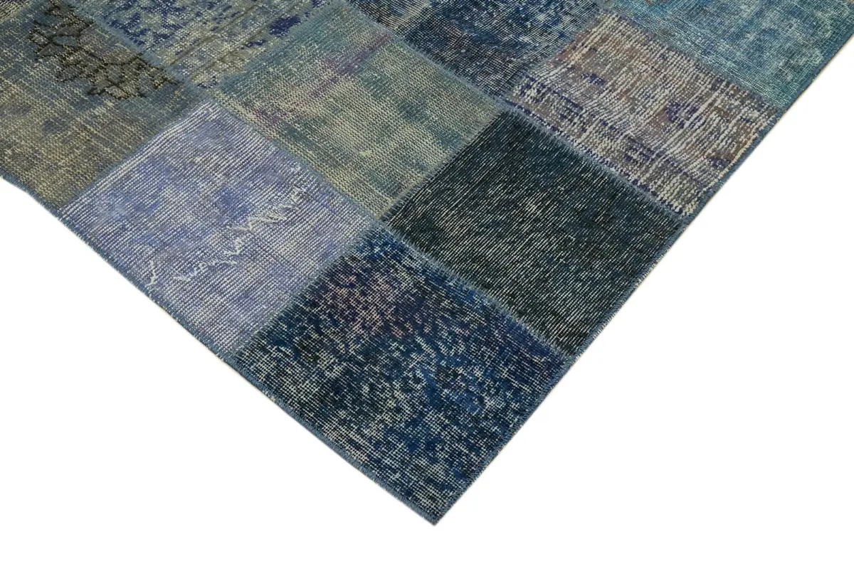 Patchwork Mavi Pamuk Üzerine Yün El Dokuma Kilim-250x340 - Görsel 4