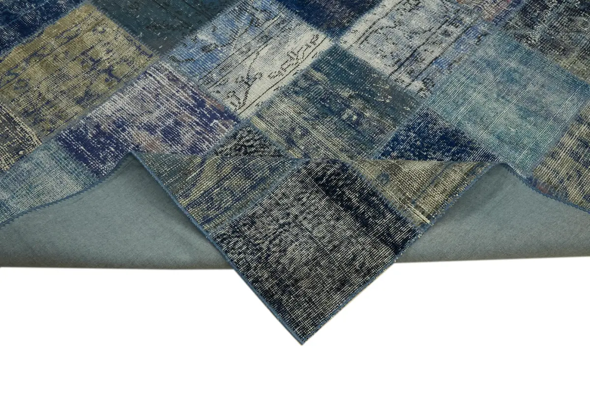 Patchwork Mavi Pamuk Üzerine Yün El Dokuma Kilim-250x340 - Görsel 6