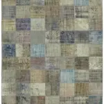Patchwork Mavi Pamuk Üzerine Yün El Dokuma Kilim-250x340