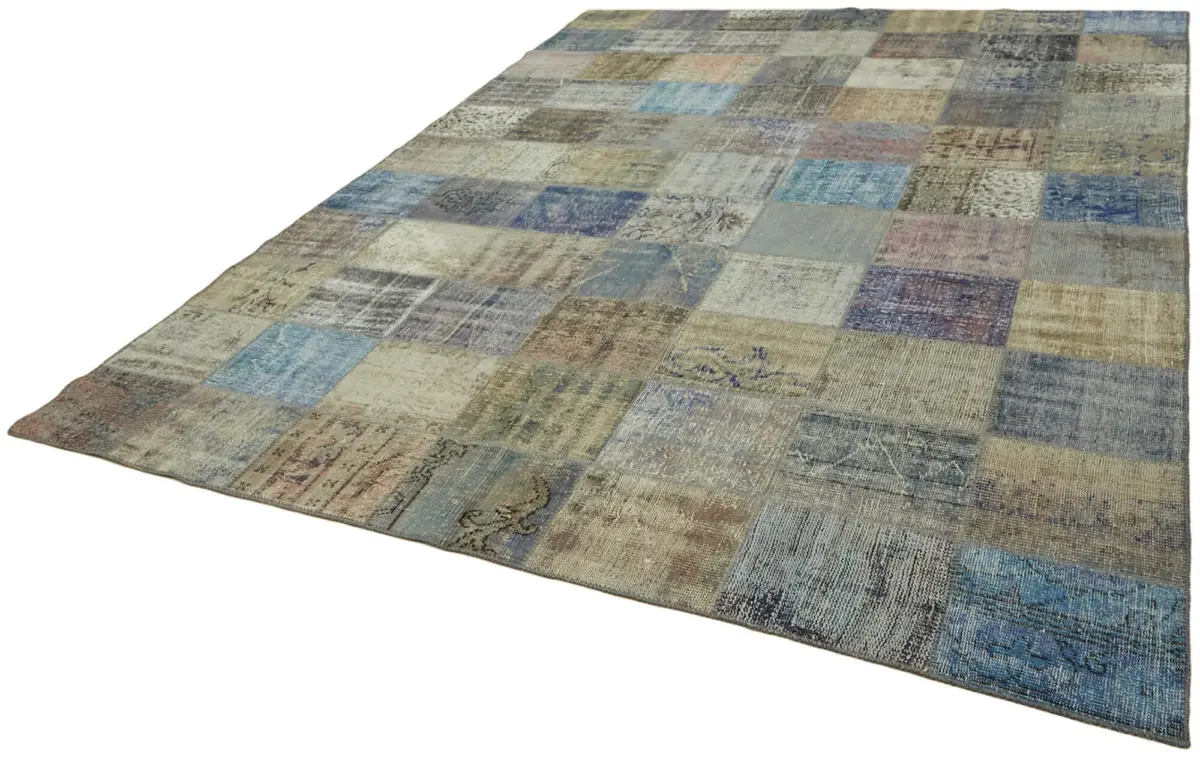 Patchwork Mavi Pamuk Üzerine Yün El Dokuma Kilim-250x340 - Görsel 3