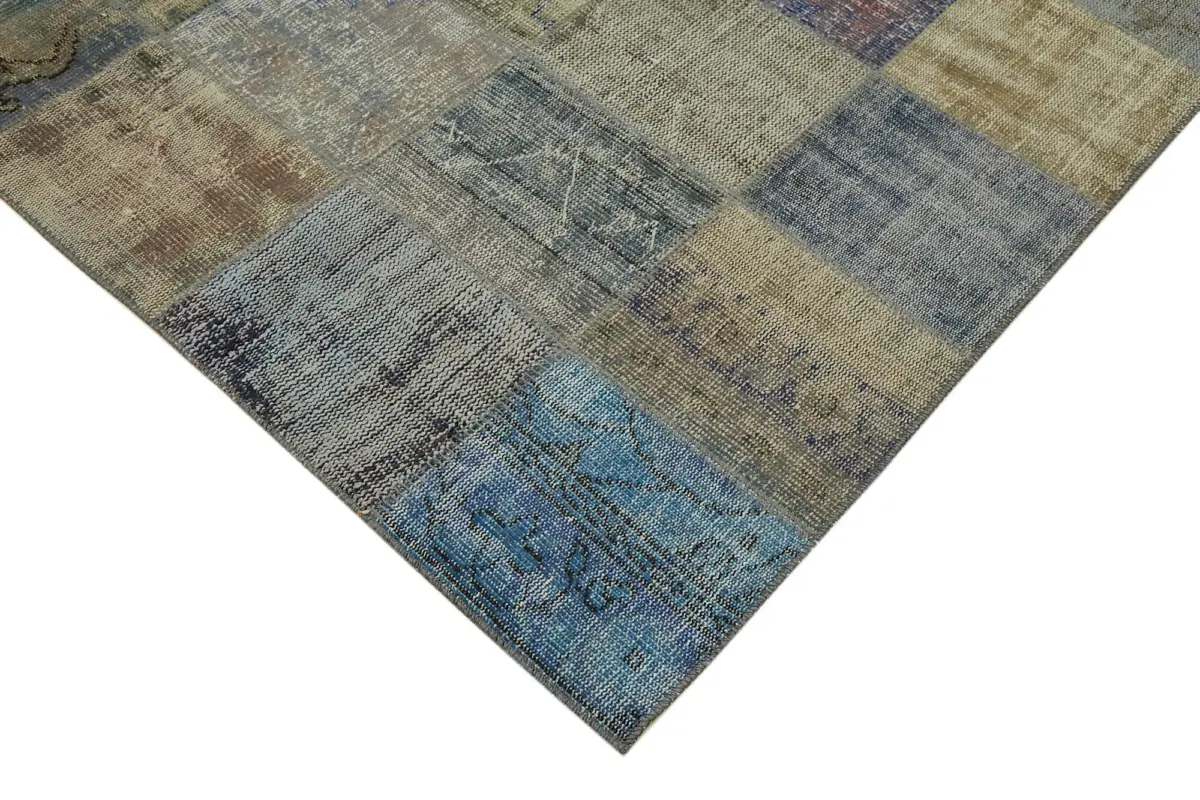 Patchwork Mavi Pamuk Üzerine Yün El Dokuma Kilim-250x340 - Görsel 4