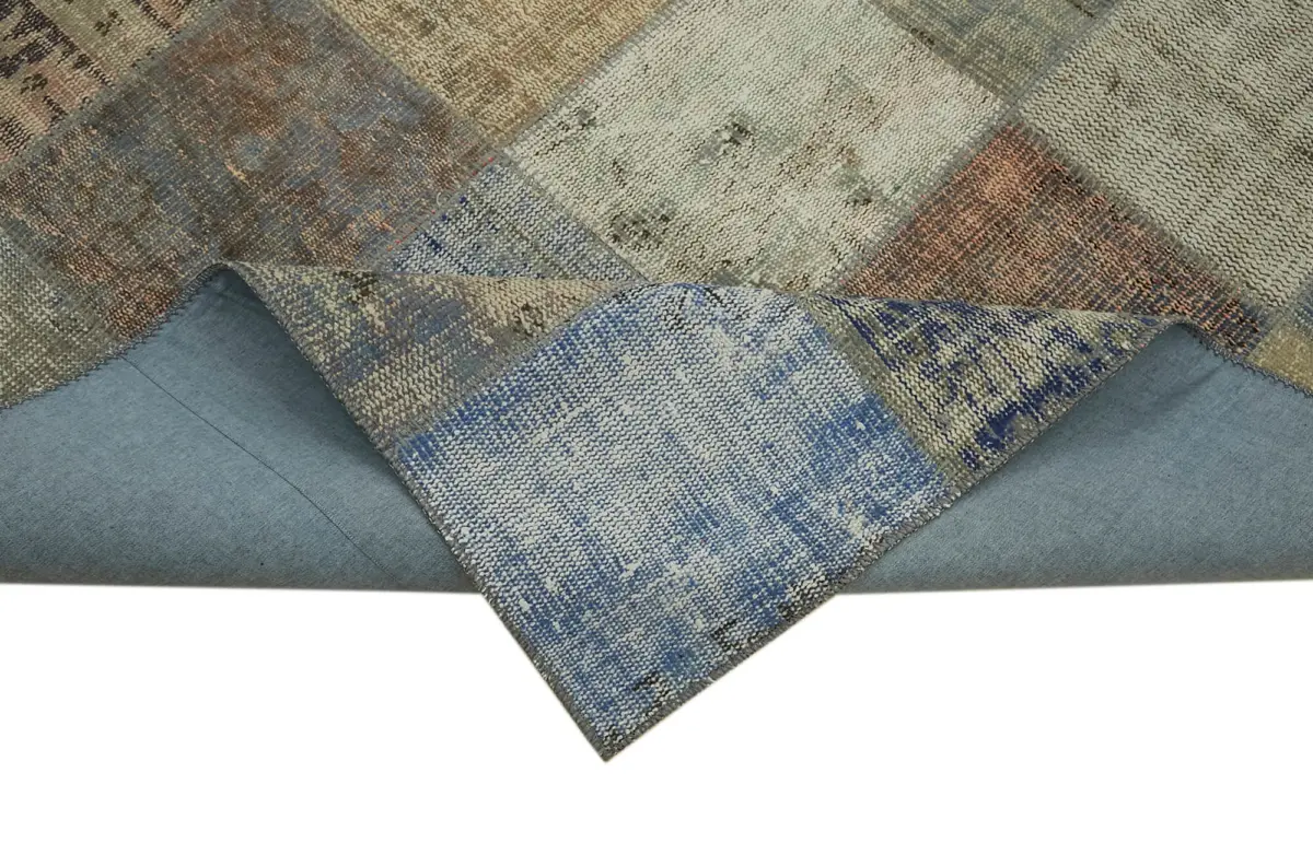Patchwork Mavi Pamuk Üzerine Yün El Dokuma Kilim-250x340 - Görsel 6