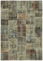 Patchwork Bej Pamuk Üzerine Yün El Dokuma Kilim-250x352