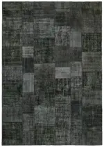 Patchwork Siyah Pamuk Üzerine Yün El Dokuma Kilim-250x350