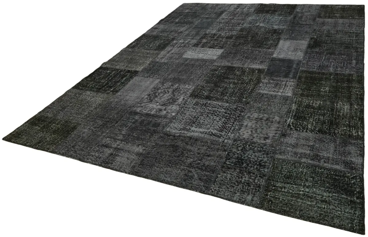 Patchwork Siyah Pamuk Üzerine Yün El Dokuma Kilim-250x350 - Görsel 3
