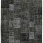 Patchwork Siyah Pamuk Üzerine Yün El Dokuma Kilim-250x350