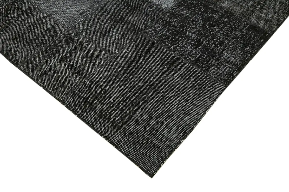 Patchwork Siyah Pamuk Üzerine Yün El Dokuma Kilim-250x350 - Görsel 4